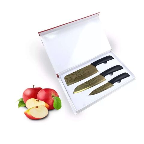 Conjunto de Facas de Cozinha em Aço Inoxidável, Facas de Chef, Facas de Fatiar, Facas de Frutas, Conjunto de Três Peças