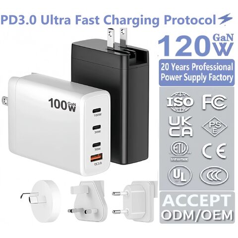 120W PD USB-C Ladegerät / Typ-C Ladegerät / US/EU/UK/KC/SA/