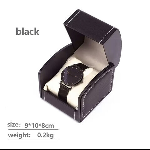 Estuche de reloj de cuero sintético de alta gama con logotipo personalizado, tapa abatible y forma de arco, embalaje de lujo para joyerías rectangulares y elegante for sale at factory direct price