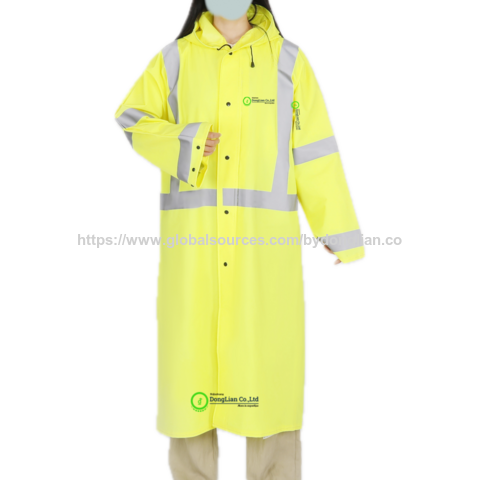Equipo de protección contra la lluvia, impermeable largo de alta visibilidad amarillo, abrigo de seguridad para protección contra la lluvia para seguridad