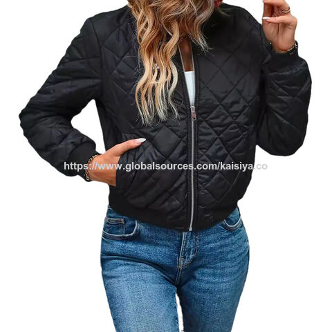 Jaket kasual kerah mandarin wanita berlapis kustom grosir for sale at factory direct price