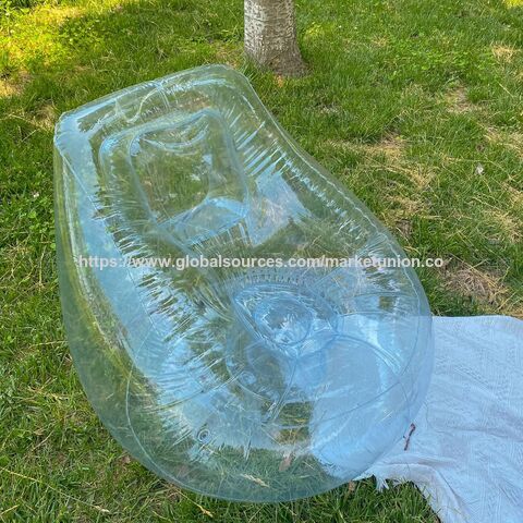 Sofá Hinchable Transparente Tipo Puf, 86 cm, Sofá Perezoso para Interior/Exterior