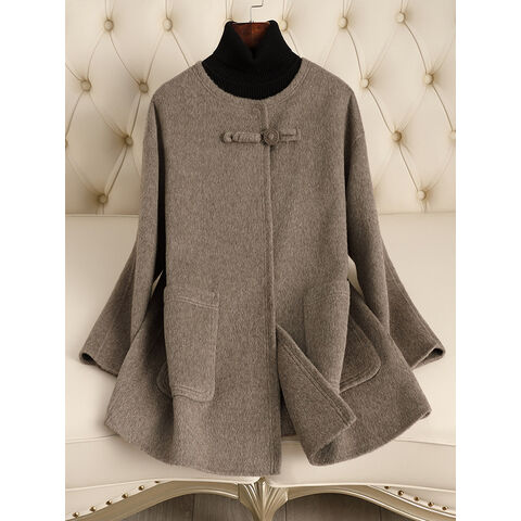 Abrigo de Mujer 2025 de Doble Cara en Mezcla de Lana - Chaqueta Corta de Tweed de Cachemira Estilo Chino, Ropa de Abrigo de Lujo para Primavera/Otoño for sale at factory direct price
