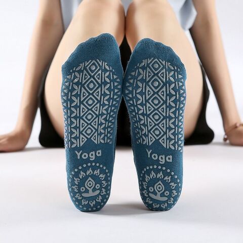 Meias de yoga caneladas espessas, absorventes de suor e antiderrapantes para pilates e dança