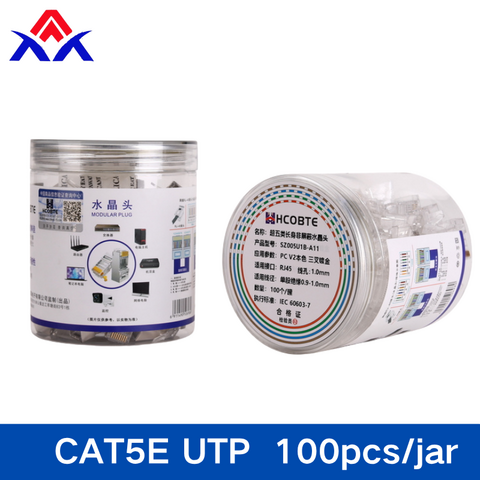 HCOBTE Hochwertige, meistverkaufte RJ45 CAT5E UTP-Stecker direkt ab Werk, 100 Stück pro Dose.