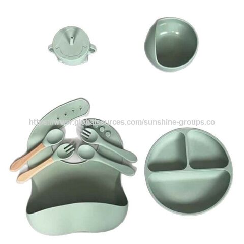 Silikon-Kindergeschirr-Set - Stoßfestes Haushaltsfütterungsgeschirr - Tassen, Schüsseln, Löffel - Babybedarf - 8-teiliges Set for sale at factory direct price