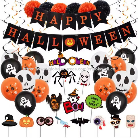 Venta al por mayor de adornos colgantes para fiestas de Halloween y graduación para niños, pancarta con diseño de bruja, murciélago y fantasma de dibujos animados for sale at factory direct price