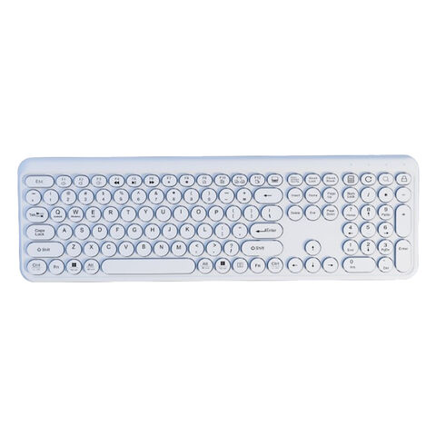 Hochwertige, farbenfrohe RV703 Wireless-Tastatur mit 100 ovalen Tasten, iPad/Handy-Halterung für Büro und Zuhause.