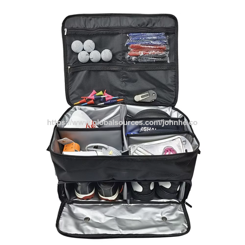 Organizador de Maletero de Golf de 2 Capas con Barra Plegable Interior y Compartimentos para Zapatos - Almacenamiento para Equipamiento de Golf for sale at factory direct price