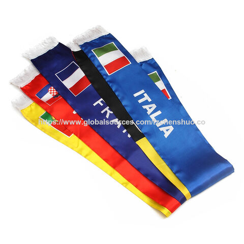 Großhandel Individuelle Team Logo Sport Fußball Fans Schals Anfeuern Doppelseitig Spandex Satin Dekoration Ornament