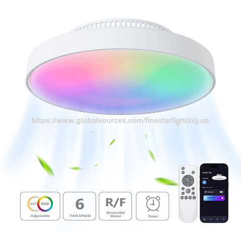 مروحة سقف ذكية OEM مع إضاءة LED، تصميم بدون شفرات، دوران الهواء، RGBIC و CCT، تحكم عبر تطبيق/واي فاي، متوافقة مع Google Home و Alexa for sale at factory direct price
