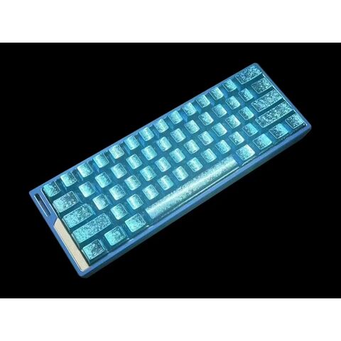 Shine-Through Legends Double-Shot Electroplating Metallähnliche Tastenkappe ANSI Layout Blaue Tastenkappe
