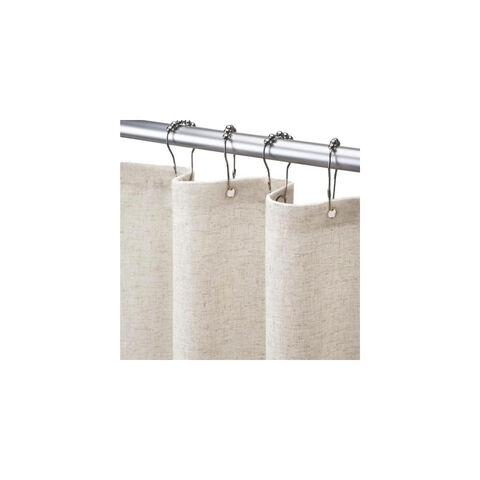 Rideau de douche en polyester beige style bohème ferme pour salle de bain, tissu crème
