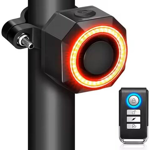 Feu Arrière de Vélo LED avec Alarme Antivol, Détection de Freinage, Avertissement Automatique de Nuit, IP65, Batterie Rechargeable, Montage Arrière pour Vélo