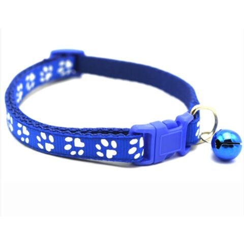 Coleira ajustável de nylon para animais de estimação com sino e fivela de liberação rápida para gatos e cães pequenos. Ideal para atacadistas e distribuidores.