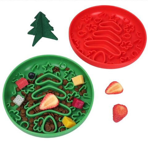 Nouveaux bols d'alimentation lente en silicone de Noël pour animaux de compagnie, gamelle pour chiens, tapis à lécher pour animaux, fournitures pour chiens et chats en gros