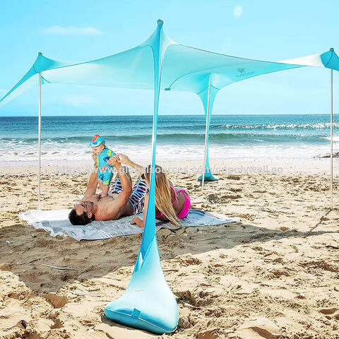 Tenda de Praia Abrigo Solar de Abertura Fácil à Venda - Cobertura de Praia à Prova de Vento de Montagem Rápida