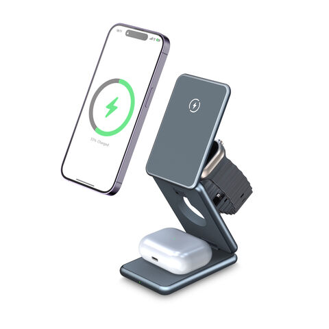 The manufacturer's best-selling 3 in 1 folding magnetic wireless charger, multi-functional mobile phone charging base charger for sale at factory direct price