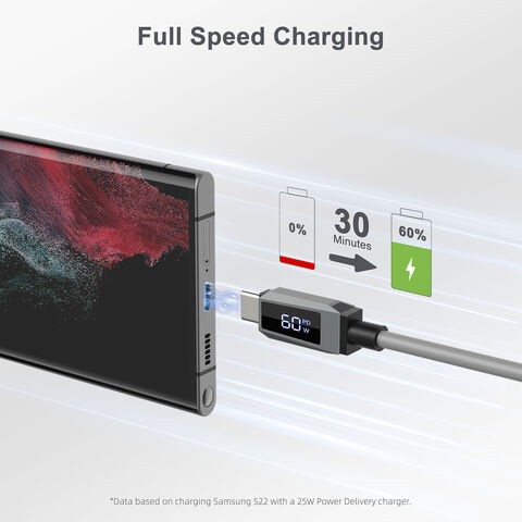 كابل USB C بقوة 60 واط، 1 متر/2 متر، كابل USB C إلى USB C، شاحن من النوع C، شحن سريع، شاشة رقمية، كابل USB C لهاتف 15 Pro Max Plus S24، Air