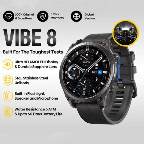 Smartwatch con Llamadas de Voz Zeblaze VIBE 8, Pantalla AMOLED de 1.43", Monitor de Ritmo Cardíaco y Presión Arterial, Múltiples Modos Deportivos