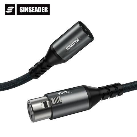 Cable de Micrófono XLR Macho a Hembra de 3 Pines Gris Premium con Núcleo de Cobre Libre de Oxígeno Apantallado
