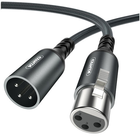 Cable XLR Macho a Hembra de 3 Pines Gris de Alta Calidad para Micrófono