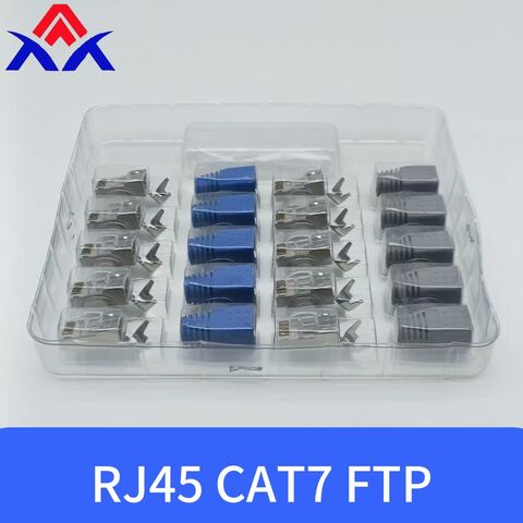 Ethernet FTP 8P8C Modularer, geschirmter Metall-Adapter RJ45 Cat7 Stecker mit Knickschutz.