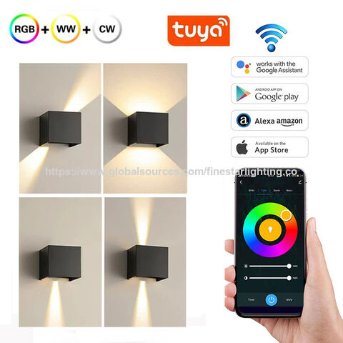 Luminária de Parede LED Inteligente TUYA RGB Quadrada com Ângulo Ajustável para Exterior, Pátio, IP65 à Prova D'Água - Luzes de Parede LED para Pátios for sale at factory direct price