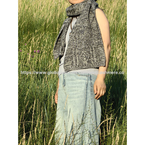 Klobiger Kaschmir-Zopfstrickschal für Damen
