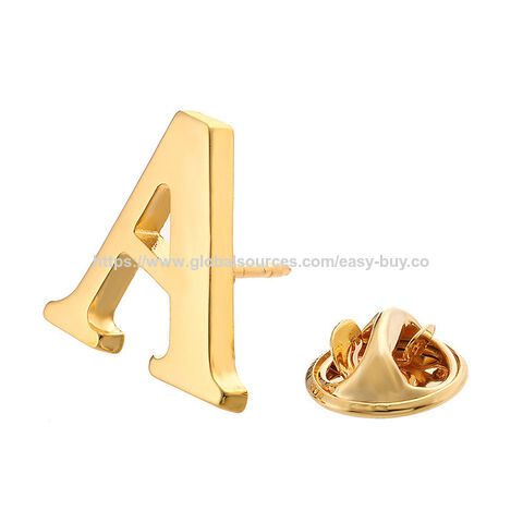 Abzeichen Hochwertige Herrenbrosche 18 Karat Gold 26 Buchstaben A-Z Kupfer Revers-Pin Einfache Abzeichen