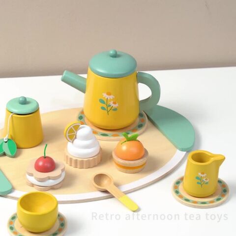 Juguetes educativos de madera para la primera infancia, pasteles de postre, juegos de té para jardín de infantes, juegos de casitas