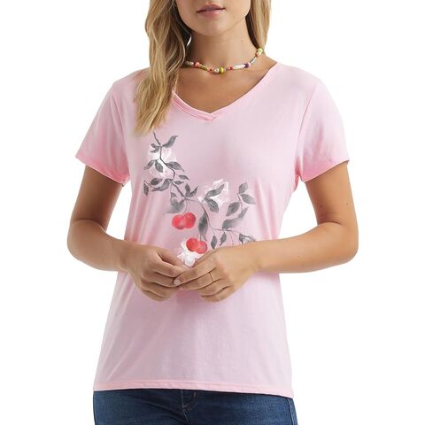 Großhandelspreis Damen 100% Baumwolle Kurzarm V-Ausschnitt Schulterabfall Nackenband bedrucktes bequemes T-Shirt aus Bangladesch for sale at factory direct price