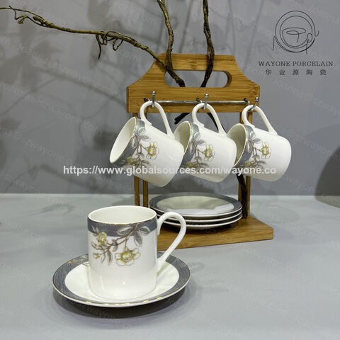 Ensemble tasse et soucoupe en céramique Set6 100cc de haute qualité dans un coffret cadeau classique, plusieurs tailles au choix, compatible lave-vaisselle, micro-ondes et four, sécurité alimentaire for sale at factory direct price