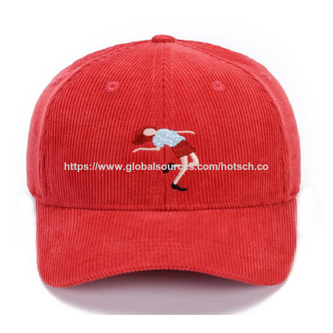 Casquettes en velours côtelé 6 panneaux avec logo brodé personnalisé de haute qualité pour femmes, casquettes de baseball en velours côtelé mode basique avec crochet et boucle et boucle en métal