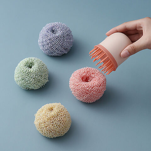 Herramienta de limpieza de cocina innovadora al por mayor, bola de fibra biodegradable reemplazable, cepillos para lavar platos for sale at factory direct price