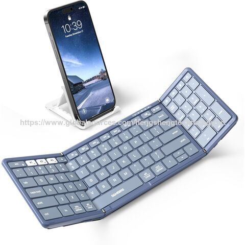 Faltbare Bluetooth-Tastatur mit Ziffernblock, kabelloses Full-Size-Falt-PU-Leder, tragbar für iOS Android Windows