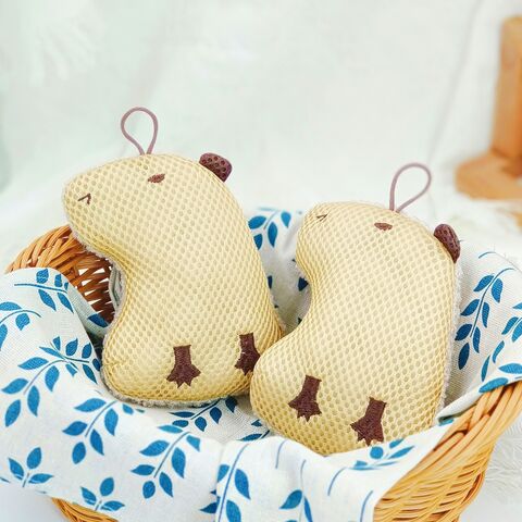 Loofah de bain Capybara de dessin animé bon marché, éponges exfoliantes, houppette pour le corps, éponge de bain pour la douche, soin doux de la peau pour la douche