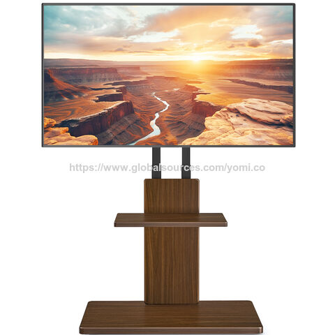 Suporte de chão para TV com design de armazenamento de cabos a preço de fábrica, prateleira e base em MDF, suporte de televisão estável marrom com montagem VESA 600 for sale at factory direct price