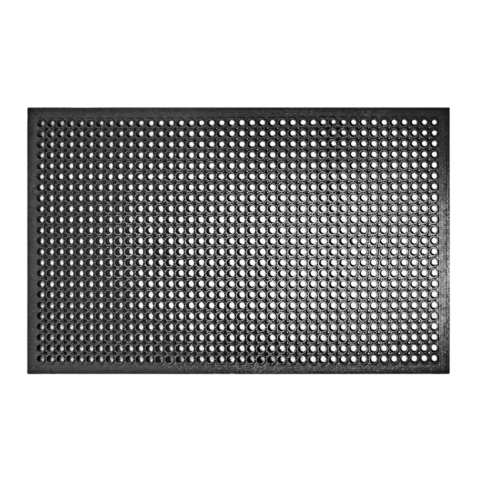 Tapete Industrial Antifatiga de Goma con Drenaje 3'x5' - Antideslizante, Perforado, para Cocina, Garaje, Taller, Entradas y Áreas Frías