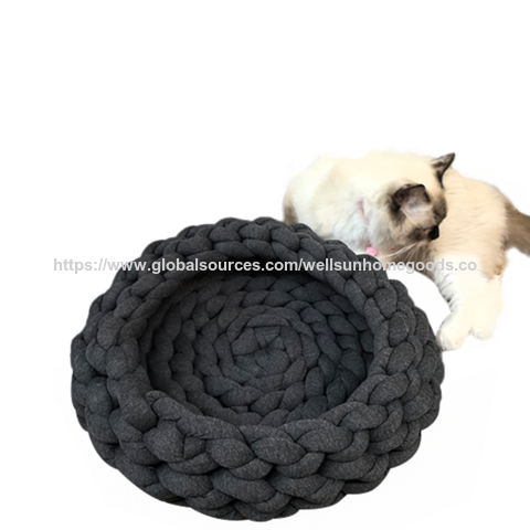 Cama de animal de estimação tecida elegante cesta de cama de gato para a vida doméstica