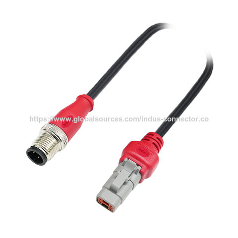 Conector macho de 4 polos con rosca 1-2/20 UNF de latón con niquelado, impermeable según Amphenol ATM06-4S, cable M12 for sale at factory direct price