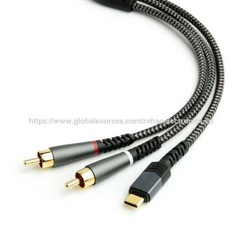 Cabo de Áudio USB-C para 2 RCA, Tipo-C para RCA Macho para Macho Divisor RCA Y, Cabo de Áudio USB-C para Jack 2RCA para Telefone, Tablet, Home Theater