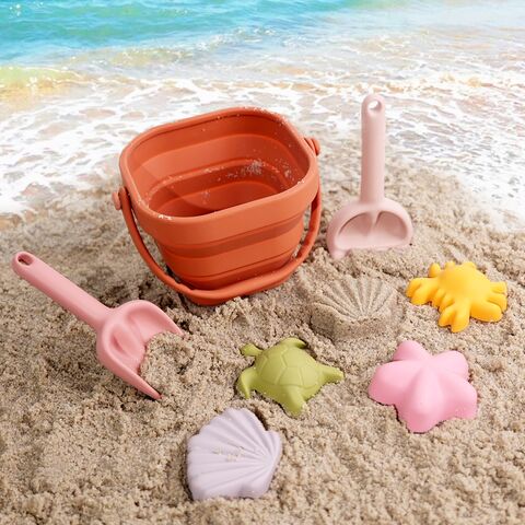 Conjunto de Brinquedos de Areia para Exterior Livre de BPA para Bebés e Crianças Pequenas, Balde de Praia de Silicone Dobrável, Novo Conjunto de Brinquedos de Praia 2024 for sale at factory direct price