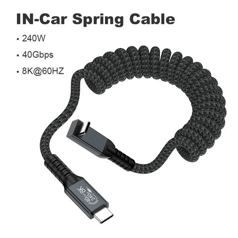 1,2 m USB4 240W Nylon Geflochtenes Schnellladekabel High Speed Typ C Kabel Draht Einziehbares Spiralkabel für Laptop Handy