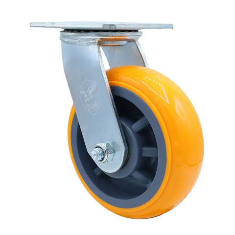 Rueda giratoria amarilla de alta resistencia de 4 5 6 8 pulgadas, ruedas de poliuretano de PU con núcleo de PP de 150 mm para carro for sale at factory direct price