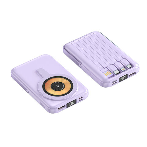 Bancos de energía inalámbricos magnéticos de 20000 mAh más vendidos con 4 cables diferentes incorporados for sale at factory direct price