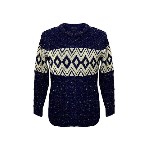 OEM Lässiger Strickpullover für Herren mit geometrischem Diamantenmuster, Jacquard, Rundhalsausschnitt und langen Ärmeln für den täglichen Gebrauch