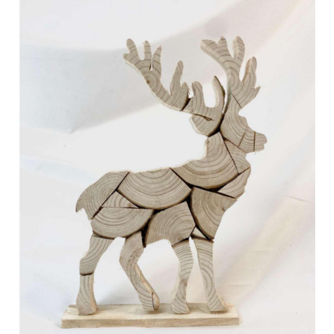 Décoration de Noël Cerf en Bois avec Base pour Décoration Festive en Gros