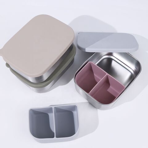 Novo Recipiente de Alimentos em Aço Inoxidável Selado com Silicone Ecológico Sem BPA para Crianças, Lancheira Bento Lavável na Lava-Louças com Tampa de Silicone for sale at factory direct price