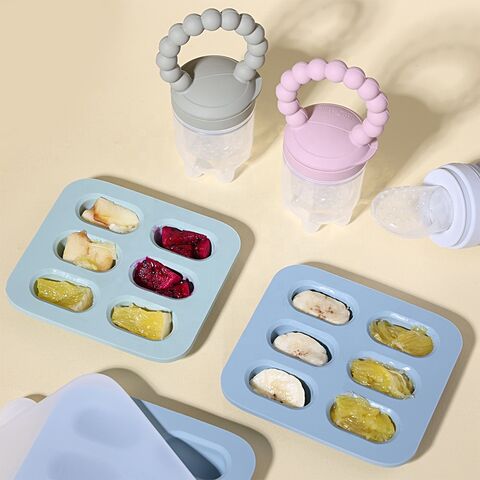 Sucette à Fruits sans BPA en Silicone de Qualité Alimentaire, Bac à Glaçons avec Couvercle pour Purée Maison de Bébé, Légumes, Fruits, Lait Maternel